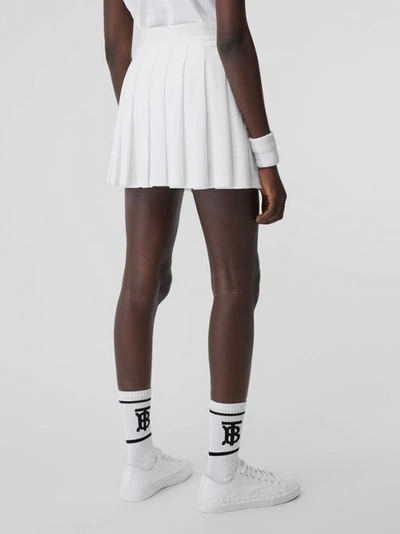 Shop Burberry Pleated Jersey Tennis Skirt In White