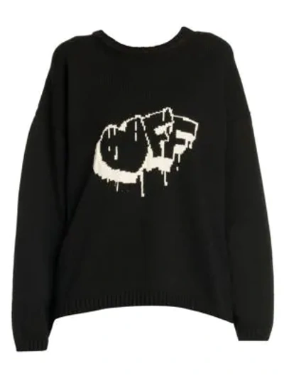 Shop Off-white Front Off Knit Sweater In Black White