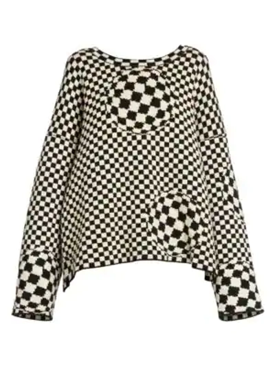 Shop Off-white Mixed Checker Knit Sweater In Black