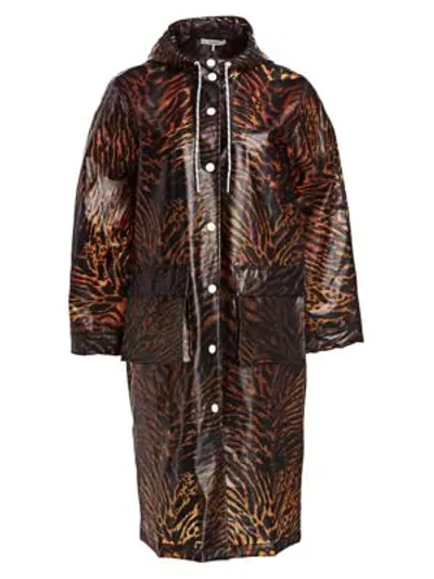 Shop Ganni Tiger-print Raincoat