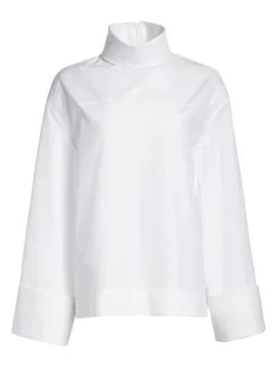 Shop The Row Mayomi Cotton Turtleneck Top In White