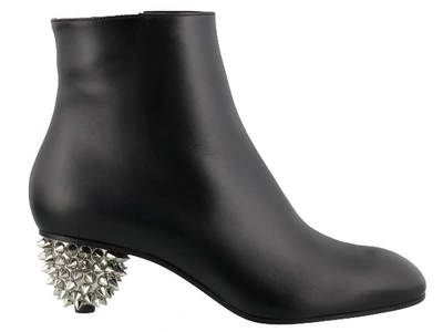 Shop Alexander Mcqueen Ankle Boots With Heel Detail In Black