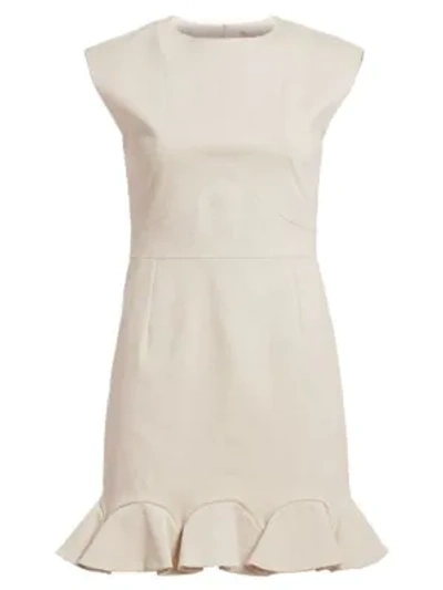 Shop Halston Heritage Cap Sleeve Flounce Hem Dress In Buff