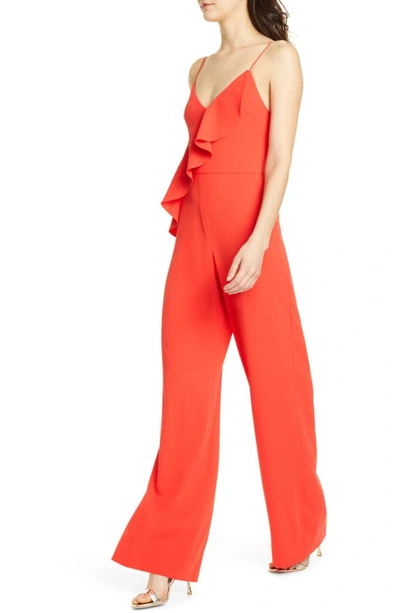 Shop Alice And Olivia Keeva Ruffle Jumpsuit In Cherry