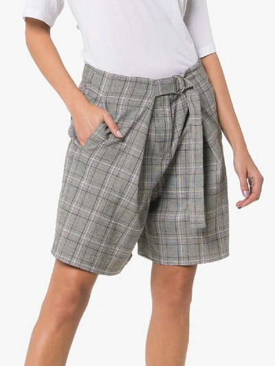 Shop Tibi James Check Shorts In Multicolour