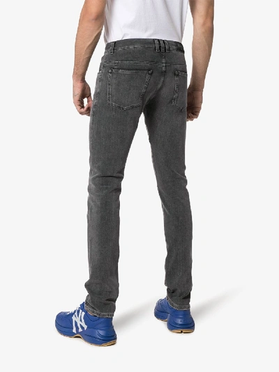 Shop Balmain Faded Slim-fit Jeans In Black