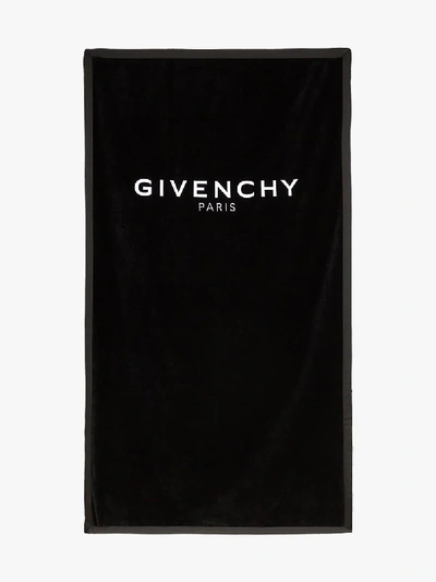 Shop Givenchy Black Logo Beach Cotton Towel