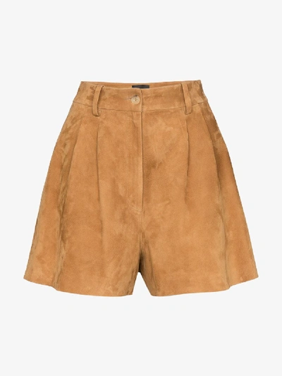 Shop Nili Lotan Roxana Suede Shorts In Brown