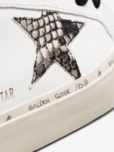 Shop Golden Goose White Hi Star Snake Print Leather Sneakers