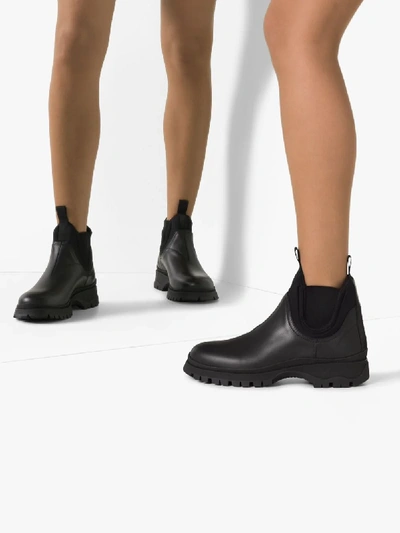 Shop Prada Klassische Chelsea-boots In Black