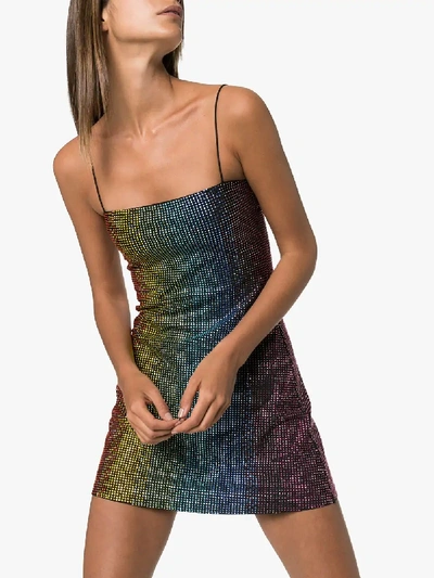 Shop Adam Selman Sport Rainbow Crystal-embellished Mini Dress In Multicolour