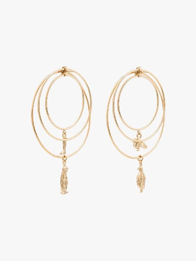 Shop Marni Gold Tone Three Hoop Charm Earrings