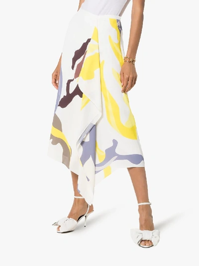 Shop Tibi Ant Farm Asymmetric Midi Skirt In Multicolour