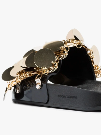 Shop Rabanne Paco  Metallic Gold Embellished Sandals