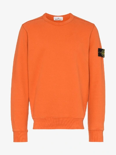 Shop Stone Island Crew Neck Sweatshirt In Orange