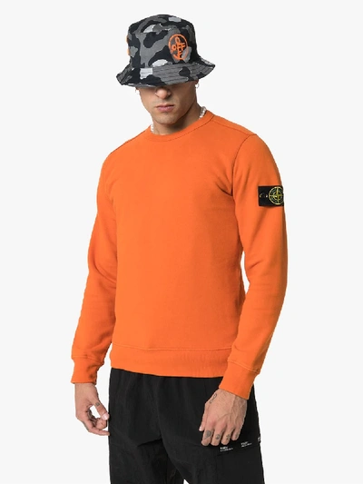 Shop Stone Island Crew Neck Sweatshirt In Orange