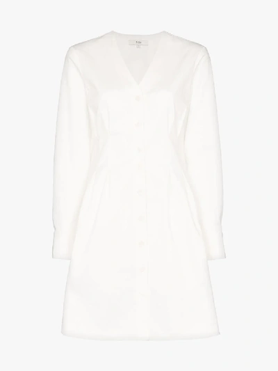 Shop Tibi Dominic Twill Shirt Dress In White