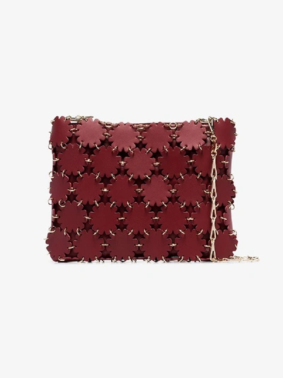 Shop Rabanne Paco  Burgundy Blossom 1969 Leather Cross Body Bag In Red