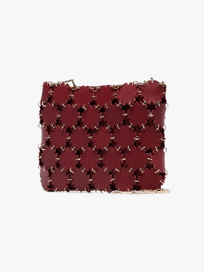Shop Rabanne Paco  Burgundy Blossom 1969 Leather Cross Body Bag In Red