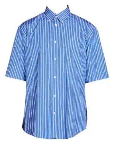 Shop Balenciaga Striped Short-sleeve Shirt In Blue White