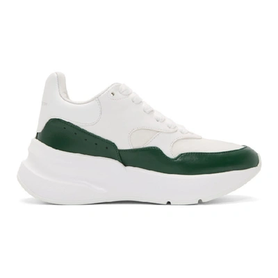 Shop Alexander Mcqueen White & Green Platform Sneakers