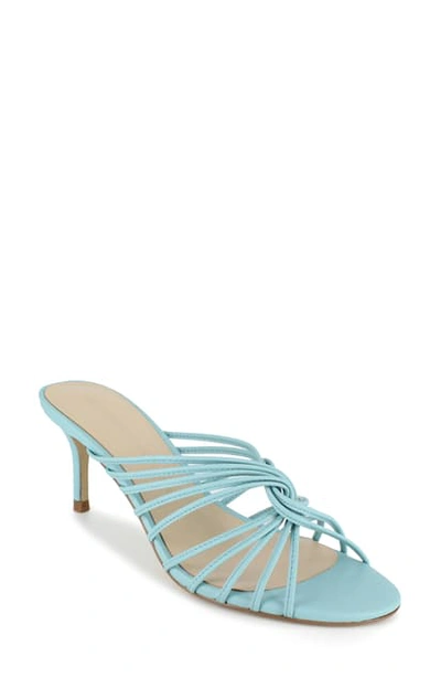 Shop Cupcakes And Cashmere Arriana Slide Sandal In Baby Blue Faux Leather
