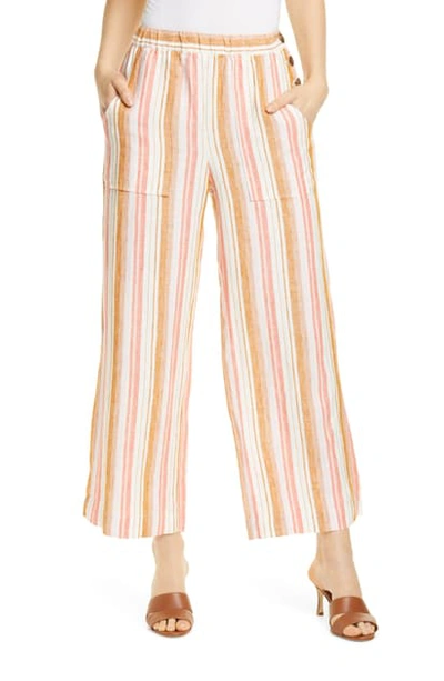Shop Joie Ardina Crop Wide-leg Linen Pants In Island Sunset