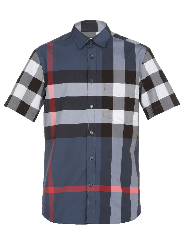 Burberry Checked Shirt In Carbon Blue Ip Check | ModeSens