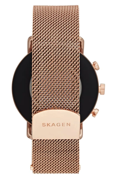 Shop Skagen Falster 2 Touchscreen Mesh Strap Smart Watch, 40mm In Rose Gold/ Black
