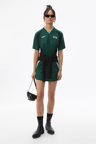 Shop Alexander Wang Tricot Tie Front Dress In Green Multi