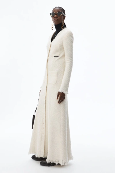 Shop Alexander Wang Tweed Coat In Ivory