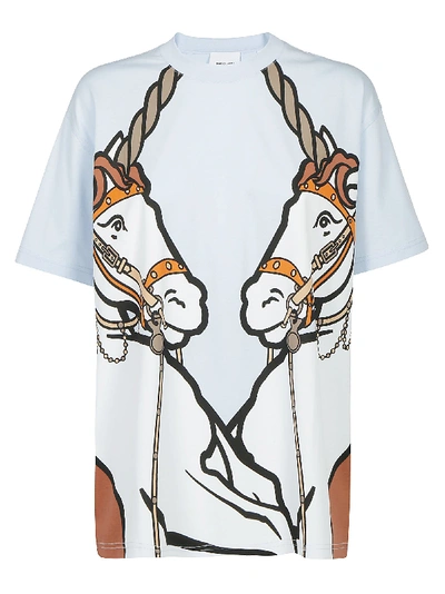 Shop Burberry Unicorn Print Oversized T In Pale Blue