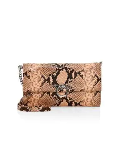 Shop Rebecca Minkoff Jean Python-embossed Leather Convertible Clutch In Rosewood