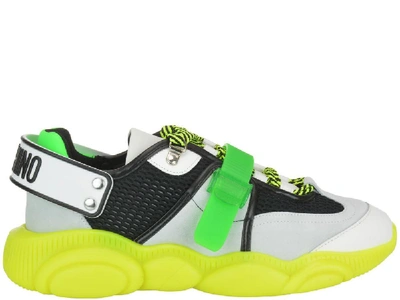 Shop Moschino Fluo Teddy Buckled Sneakers In Multi