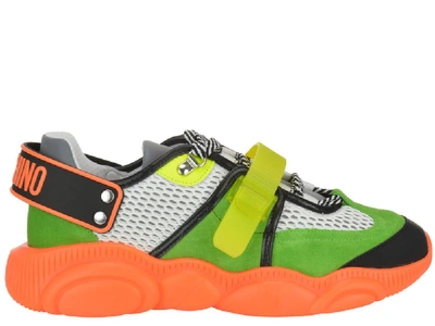 Shop Moschino Fluo Teddy Buckled Sneakers In Multi