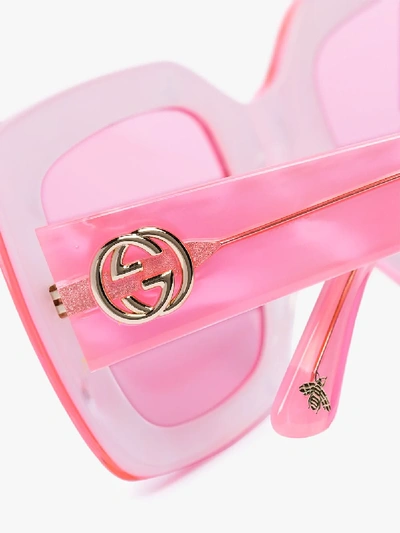 Shop Gucci Eyewear Fluorescent Pink Square Sunglasses