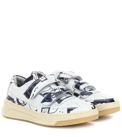 Shop Acne Studios Steffey Map Leather Sneakers In White