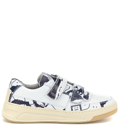 Shop Acne Studios Steffey Map Leather Sneakers In White