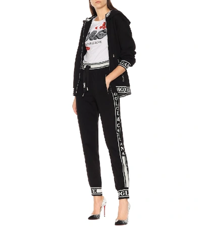 Shop Dolce & Gabbana Logo Cotton Trackpants In Black