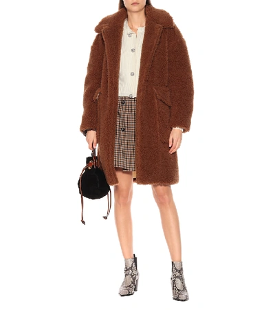 Shop N°21 Wool-blend Teddy Coat In Brown