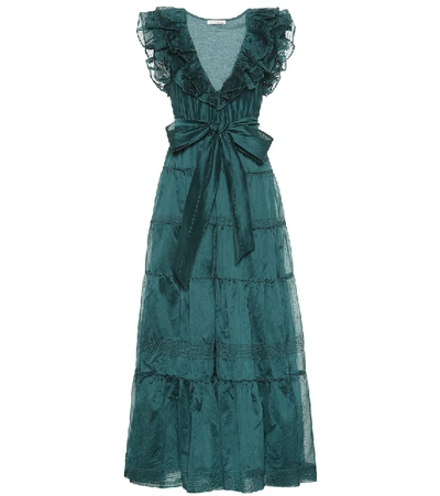 Shop Ulla Johnson Severine Cotton And Silk Organza Gown In Green