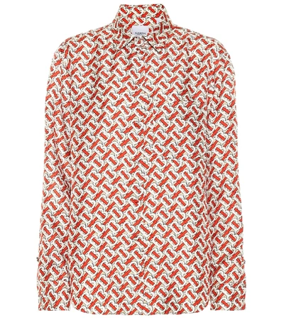 Shop Burberry Monogram Silk-twill Shirt In Red