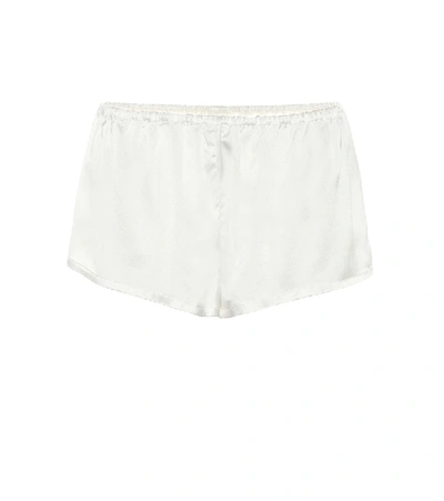 Shop Asceno The Venice Silk Pajama Shorts In White