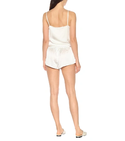 Shop Asceno The Venice Silk Pajama Shorts In White