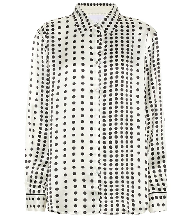 Shop Asceno Polka-dot Silk Pajama Shirt In White