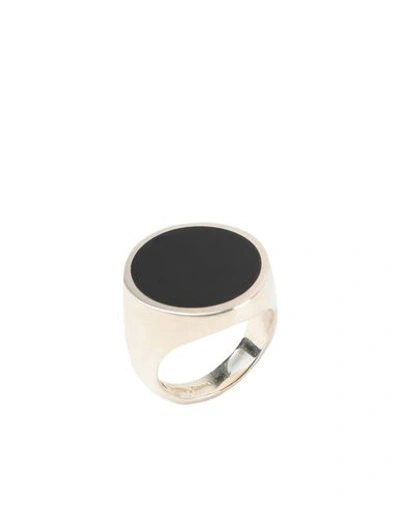 Shop Nove25 Round Black Enamel Signet Ring Black Size 5 925/1000 Silver