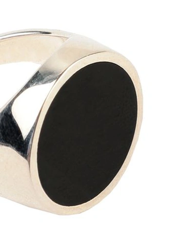 Shop Nove25 Round Black Enamel Signet Ring Black Size 5 925/1000 Silver