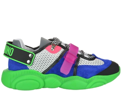 Shop Moschino Fluo Teddy Buckled Sneakers In Multi