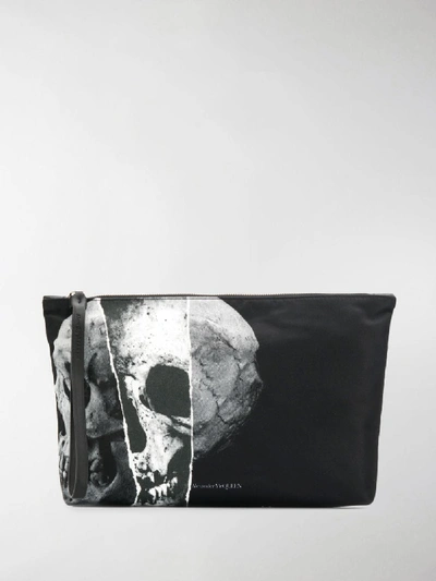 Shop Alexander Mcqueen Skull Print Pouch In Black