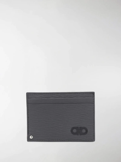 Shop Ferragamo Textured Logo Cardholder In Grey